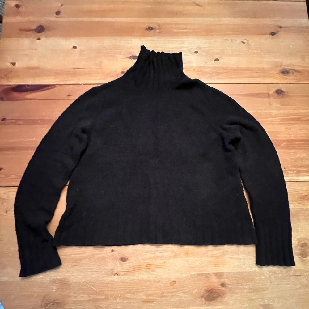 Peruvian Connection Black Turtleneck Cowl Sweater size Medium